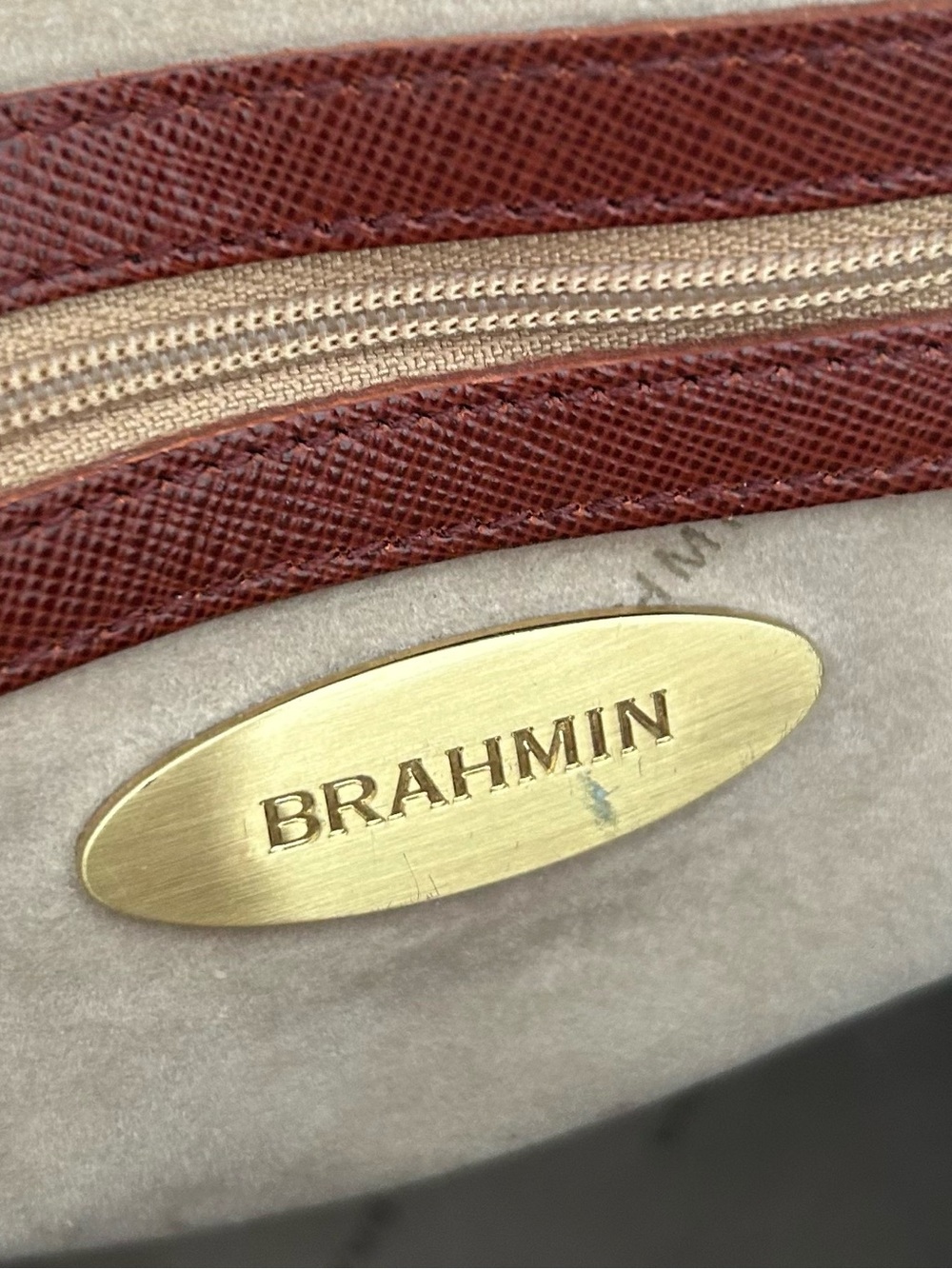 Brahmin Cognac Leather Satchel Top Handle Crossbody Shoulder Bag Tassel Purse - Picture 8 of 12